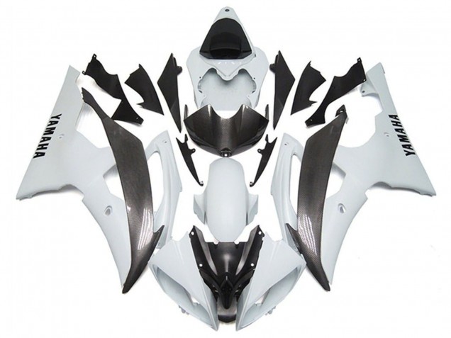 Billige Yamaha YZF R6 Motorrad Verkleidung 2008-2016 - Weiss Kunst Carbonfaser Stil