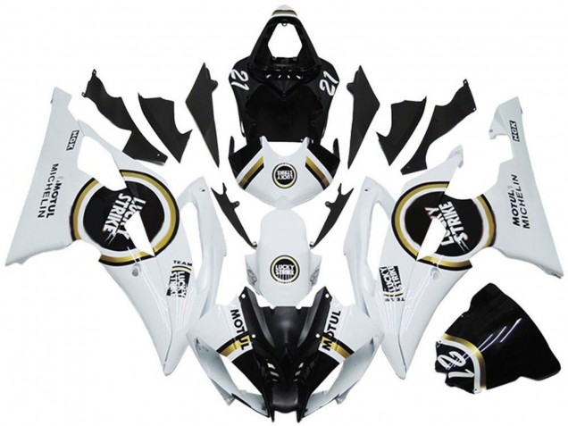 Billige Yamaha YZF R6 Motorrad Verkleidung 2008-2016 - Weiss Schwarz Lucky Strike