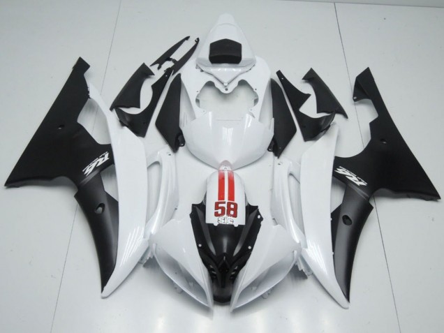 Billige Yamaha YZF R6 Motorrad Verkleidung 2008-2016 - Weiss Rot Matt Schwarz 58