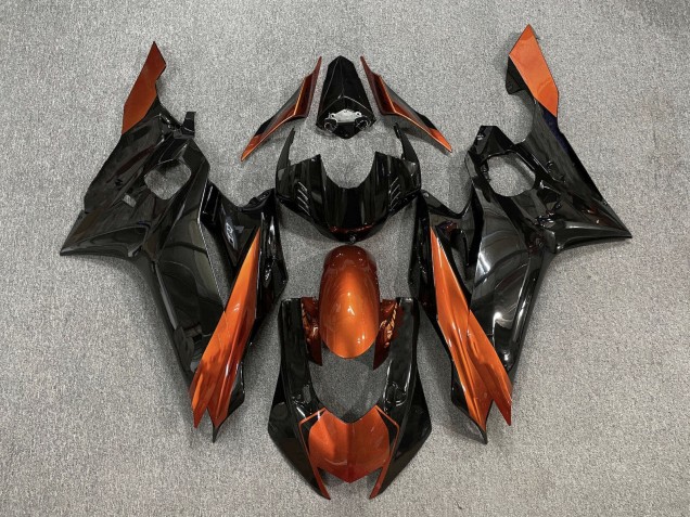 Billige Yamaha YZF R6 Motorrad Verkleidung 2017-2023 - Orange Glanzendes Schwarz