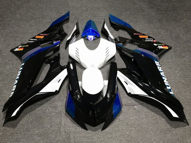 Billige Yamaha YZF R6 Motorrad Verkleidung 2017-2025 - Weiss Blau Glanzendes Schwarz