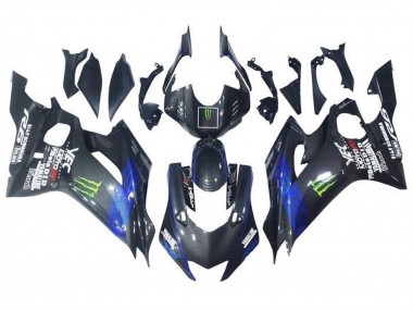 Billige Yamaha YZF R6 Motorrad Verkleidung 2017-2023 - Blau Schwarz Kunst Carbonfaser Grun Monster