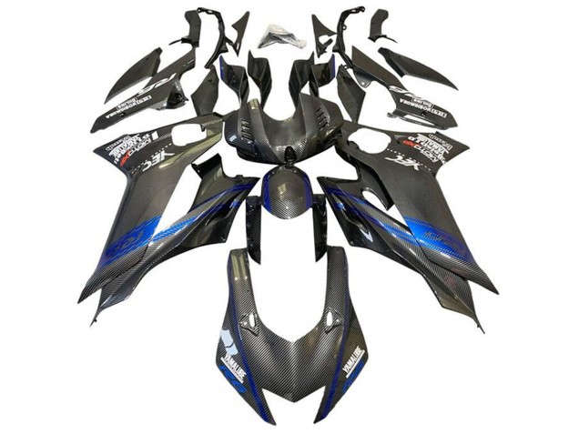 Billige Yamaha YZF R6 Motorrad Verkleidung 2017-2023 - Blau Schwarz Kunst Carbonfaser