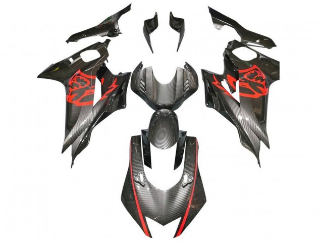 Billige Yamaha YZF R6 Motorrad Verkleidung 2017-2025 - Rot Schwarz Kunst Carbonfaser