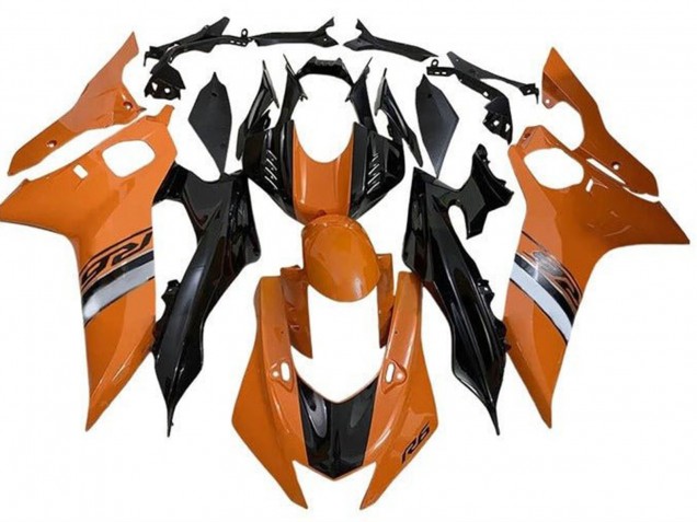 Billige Yamaha YZF R6 Motorrad Verkleidung 2017-2025 - Orange Silber Glanzendes Schwarz
