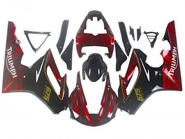 Billige Triumph Daytona 675 Triple Motorrad Verkleidung 2009-2012 - Rot Glanzendes Schwarz