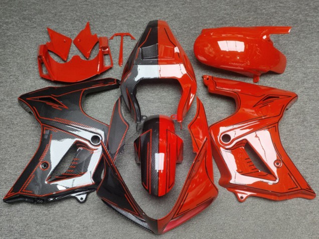 Billige Suzuki SV650 Motorrad Verkleidung 2003-2013 - Glanzendes Rot Carbonfaser