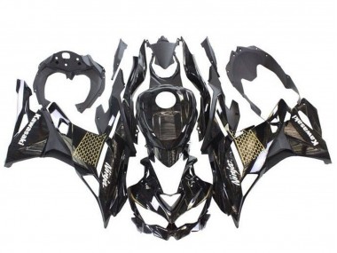 Billige Kawasaki ZX4R ZX-4RR Motorrad Verkleidung 2019-2025 - Glanzendes Schwarz Weiss Gold