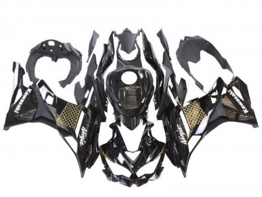 Billige Kawasaki ZX4R ZX-4RR Motorrad Verkleidung 2019-2025 - Glanzendes Schwarz Weiss Gold