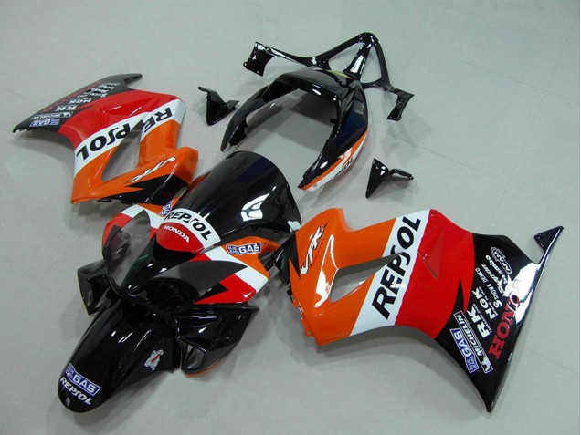 Billige Honda VFR 800 Motorrad Verkleidung 2002-2013 - Orange Weiss Rot Glanzendes Schwarz Repsol