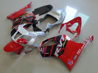 Billige Honda VTR1000 Motorrad Verkleidung 2000-2006 - Silber Rot Glanzendes Schwarz Streifen