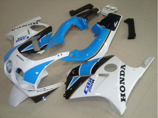 Billige Honda CBR250RR MC19 Motorrad Verkleidung 1988-1989 - Weiss Hellblau Glanzendes Schwarz