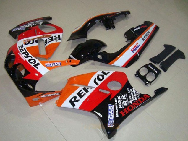 Billige Honda CBR250RR MC19 Motorrad Verkleidung 1988-1989 - Orange Weiss Rot Glanzendes Schwarz Repsol