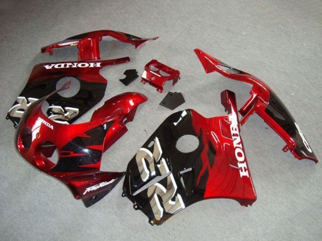 Billige Honda CBR250RR MC22 Motorrad Verkleidung 1990-1998 - Rot Glanzendes Schwarz