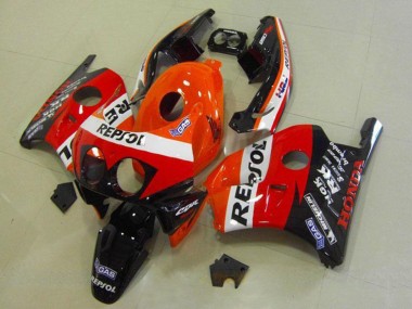 Billige Honda CBR250RR MC22 Motorrad Verkleidung 1990-1998 - Orange Weiss Rot Glanzendes Schwarz HRC Repsol