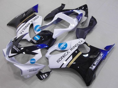Billige Honda CBR600 F4i Motorrad Verkleidung 2001-2003 - Weiss Blau Glanzendes Schwarz Konica Minolta