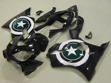 Billige Honda CBR600 F4i Motorrad Verkleidung 2001-2003 - Weiss Glanzendes Schwarz Stern