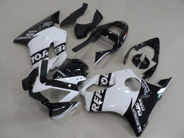 Billige Honda CBR600 F4i Motorrad Verkleidung 2001-2003 - Weiss Glanzendes Schwarz Repsol