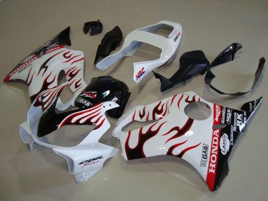 Billige Honda CBR600 F4i Motorrad Verkleidung 2001-2003 - Weiss Rot Glanzendes Schwarz Flamme