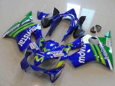 Billige Honda CBR600 F4i Motorrad Verkleidung 2004-2007 - Blau Grun MoviStar Castrol