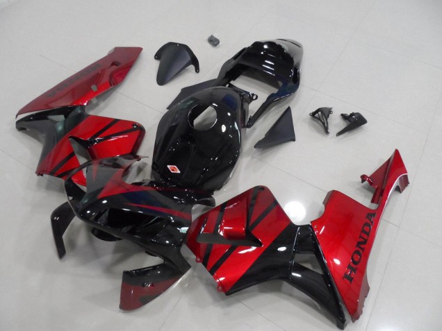Billige Honda CBR600RR Motorrad Verkleidung 2003-2004 - Rot Glanzendes Schwarz Streifen