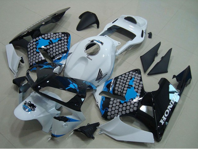 Billige Honda CBR600RR Motorrad Verkleidung 2003-2004 - Weiss Blau Glanzendes Schwarz