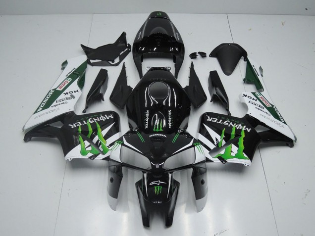 Billige Honda CBR600RR Motorrad Verkleidung 2005-2006 - Glanzendes Schwarz Weiss Grun Monster