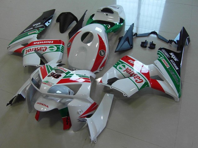 Billige Honda CBR600RR Motorrad Verkleidung 2005-2006 - Weiss Rot Grun Castrol 38
