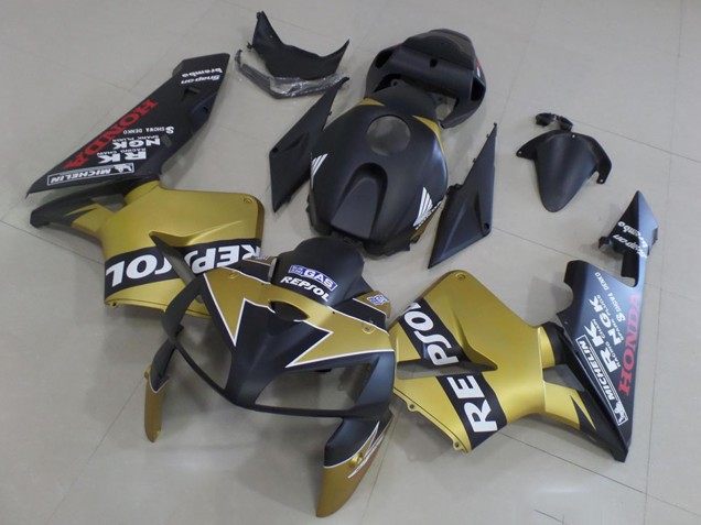 Billige Honda CBR600RR Motorrad Verkleidung 2005-2006 - Matt Schwarz Gold Repsol