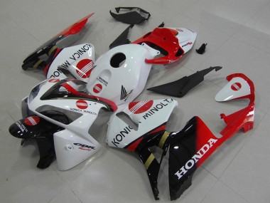 Billige Honda CBR600RR Motorrad Verkleidung 2005-2006 - Weiss Rot Glanzendes Schwarz Konica Minolta