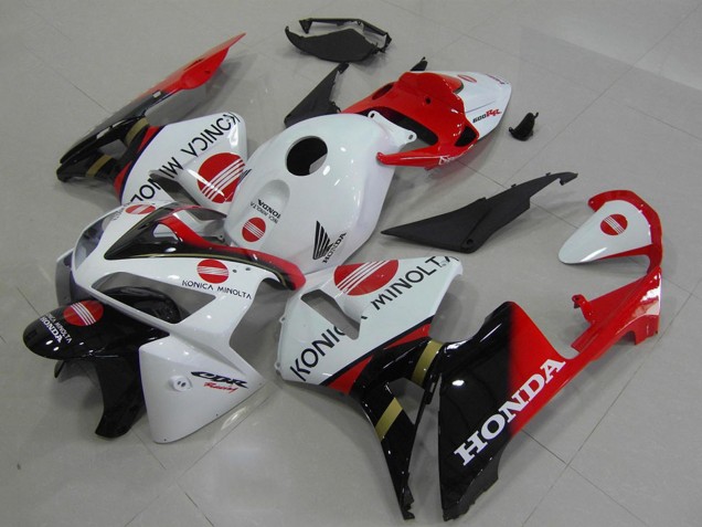 Billige Honda CBR600RR Motorrad Verkleidung 2005-2006 - Weiss Rot Glanzendes Schwarz Konica Minolta