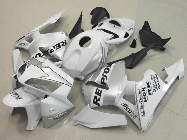 Billige Honda CBR600RR Motorrad Verkleidung 2005-2006 - Weiss Silber Schwarz Repsol