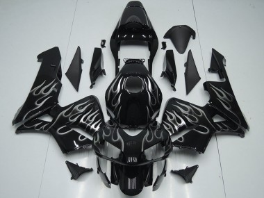 Billige Honda CBR600RR Motorrad Verkleidung 2005-2006 - Glanzendes Schwarz Silber Flamme