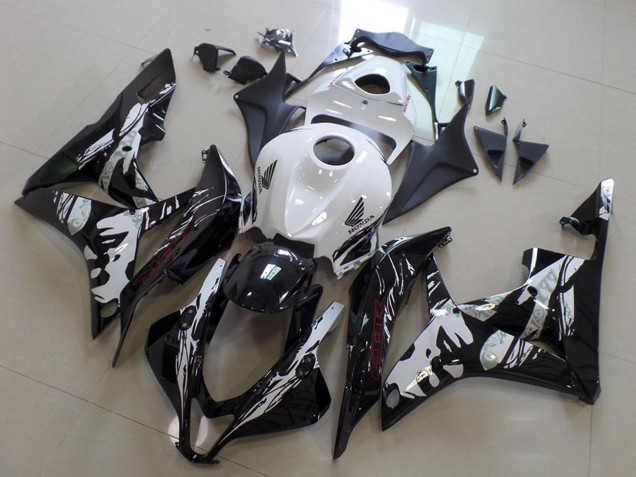 Billige Honda CBR600RR Motorrad Verkleidung 2007-2008 - Weiss Glanzendes Schwarz Leyla