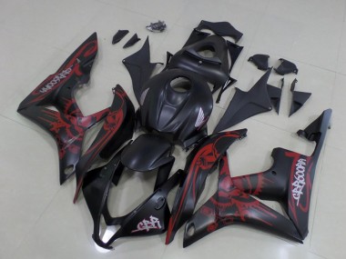 Billige Honda CBR600RR Motorrad Verkleidung 2007-2008 - Matt Schwarz Rot Schadel