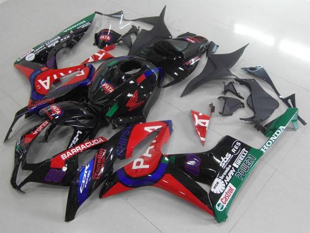 Billige Honda CBR600RR Motorrad Verkleidung 2007-2008 - Glanzendes Schwarz Rot Blau Pata