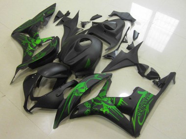 Billige Honda CBR600RR Motorrad Verkleidung 2007-2008 - Grun Matt Schwarz Schadel