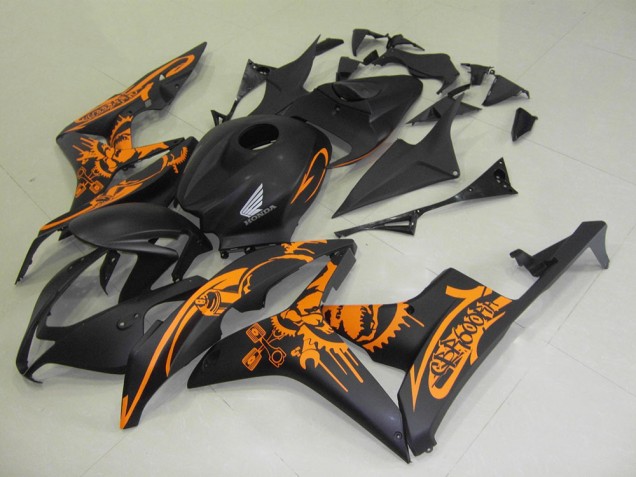 Billige Honda CBR600RR Motorrad Verkleidung 2007-2008 - Matt Schwarz Orange Schadel