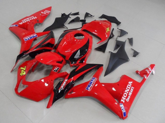 Billige Honda CBR600RR Motorrad Verkleidung 2007-2008 - Rot Glanzendes Schwarz Rennen Unlimited Parts 74