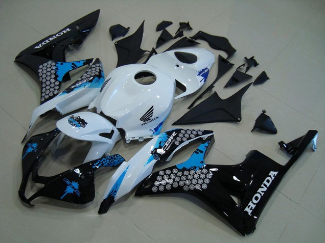 Billige Honda CBR600RR Motorrad Verkleidung Kit 2007-2008 - Weiss Blau Glanzendes Schwarz