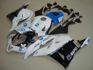 Billige Honda CBR600RR Motorrad Verkleidung 2009-2012 - Weiss Blau Glanzendes Schwarz Konica Minolta