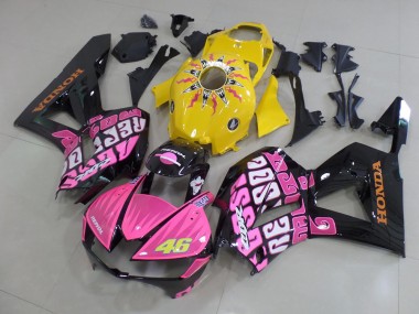 Billige Honda CBR600RR Motorrad Verkleidung 2013-2023 - Gelb Rosa Glanzendes Schwarz Rossi 46