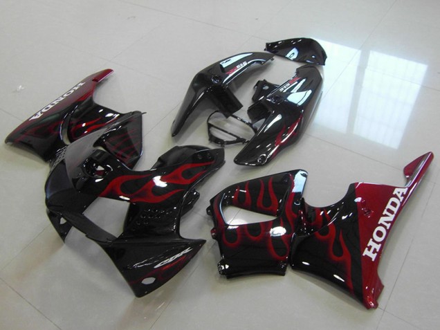 Billige Honda CBR900RR 919 Motorrad Verkleidung 1998-1999 - Glanzendes Schwarz Rot Flamme