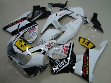 Billige Honda CBR900RR 919 Motorrad Verkleidung 1998-1999 - Weiss Gelb Glanzendes Schwarz Playboy 14