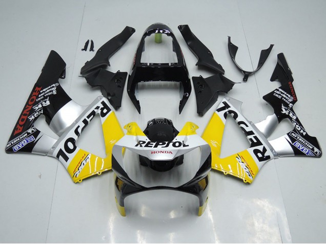 Billige Honda CBR900RR 929 Motorrad Verkleidung 2000-2001 - Gelb Silber Glanzendes Schwarz Repsol