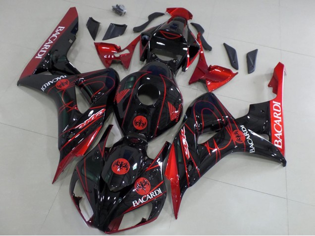 Billige Honda CBR1000RR Motorrad Verkleidung 2006-2007 - Rot Glanzendes Schwarz Bacardi
