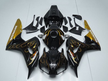 Billige Honda CBR1000RR Motorrad Verkleidung 2006-2007 - Glanzendes Schwarz Gold Flamme