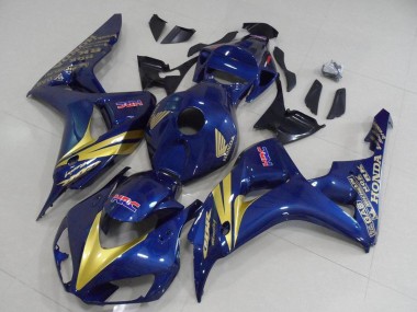 Billige Honda CBR1000RR Motorrad Verkleidung 2006-2007 - Dunkel Blau Gold Streifen