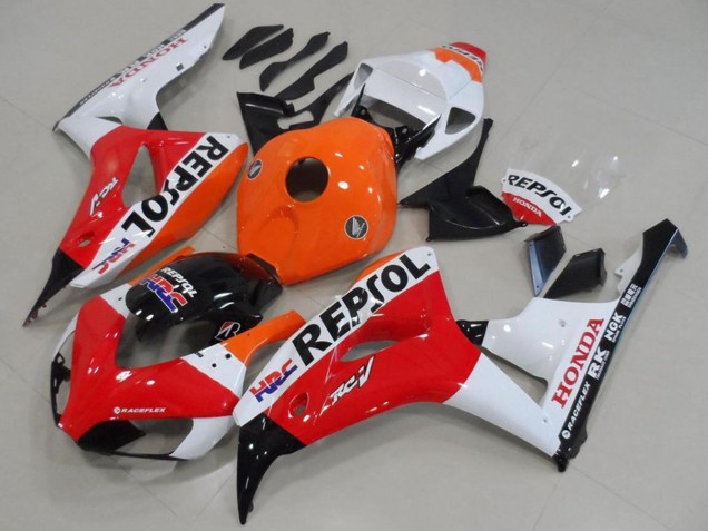 Billige Honda CBR1000RR Motorrad Verkleidung 2006-2007 - Orange Weiss Rot Glanzendes Schwarz Repsol HRC