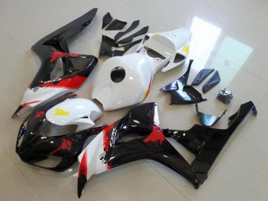 Billige Honda CBR1000RR Motorrad Verkleidung 2006-2007 - Weiss Rot Glanzendes Schwarz